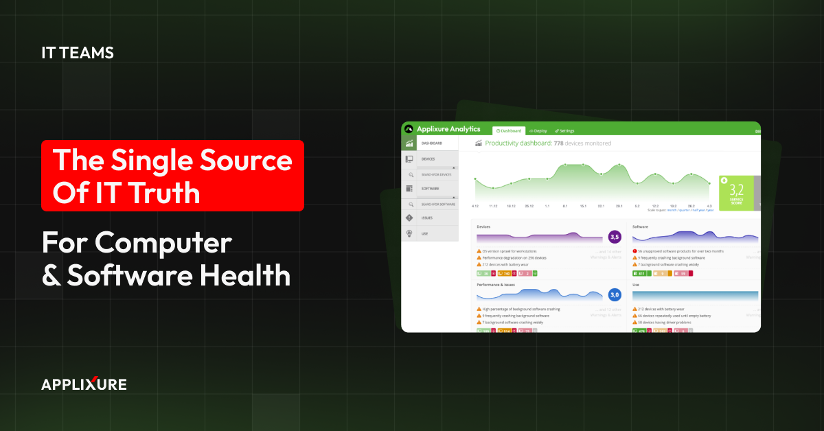 Applixure Analytics Banner - The Single Source Of IT Truth For Computer & Software Health