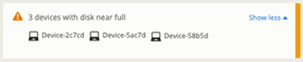 Applixure screenshot - devices with disk near full