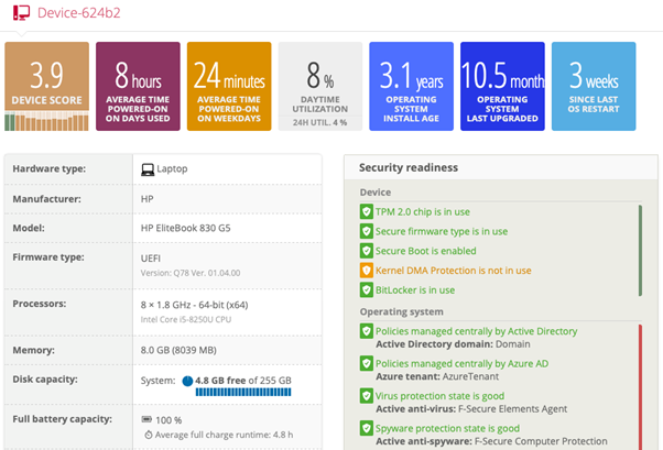 Applixure screenshot - dig into device details