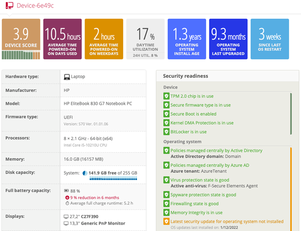 Applixure screenshot - see device details