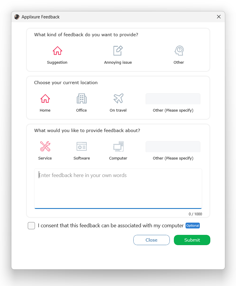 Submit open feedback