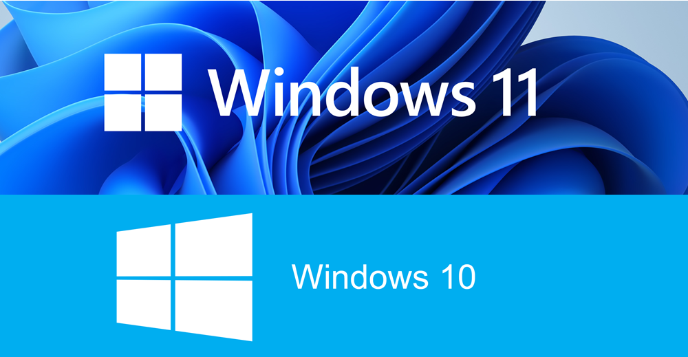 Windows 10 and Windows 11 logos 1000x520